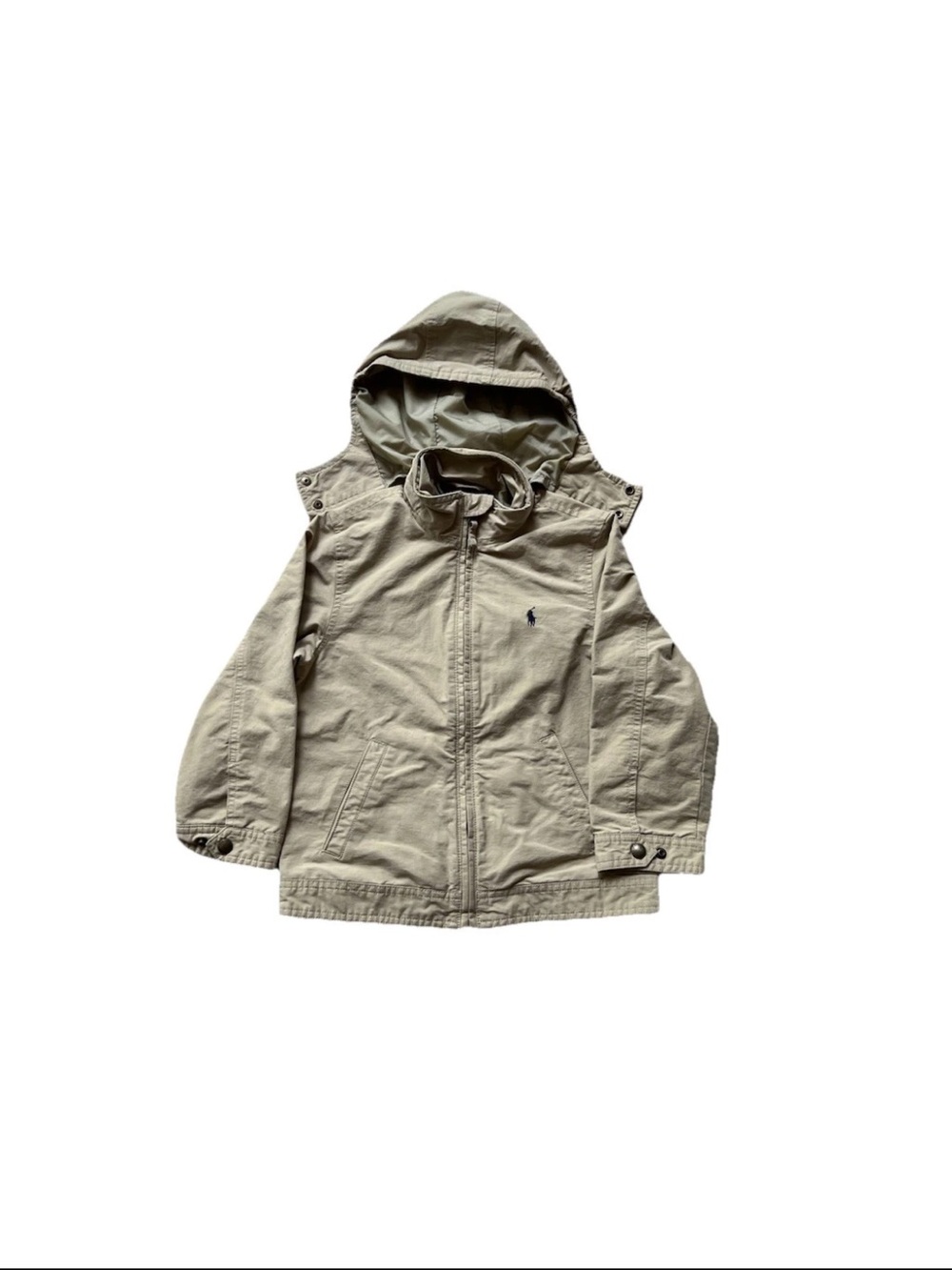 VTG Polo Ralph Lauren Boys Full Zip Tan Hooded Bomber Jacket Size 5